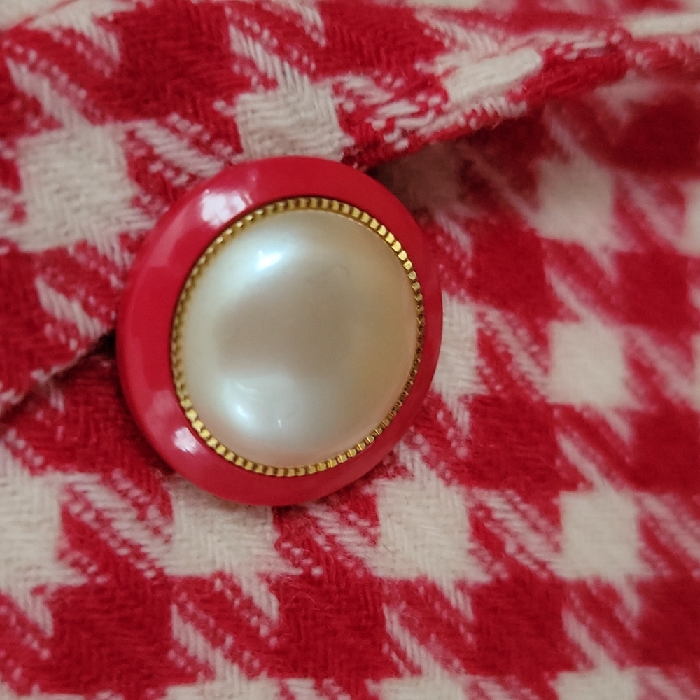 Women's Red Houndstooth Blazer Jacket - Picture 3 of 7